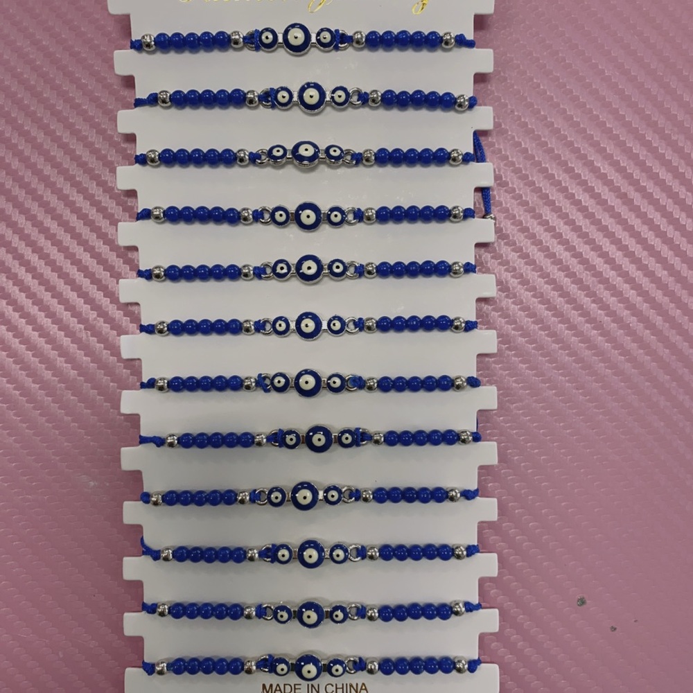 Blue Evil Eye Beaded Bracelets Set